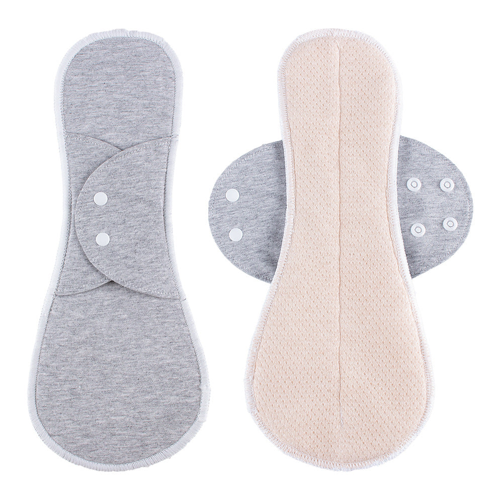 Solid Color Cotton Wing Stitching Washable Sanitary Pad 4 Leak-Proof Period Pad 3PCS
