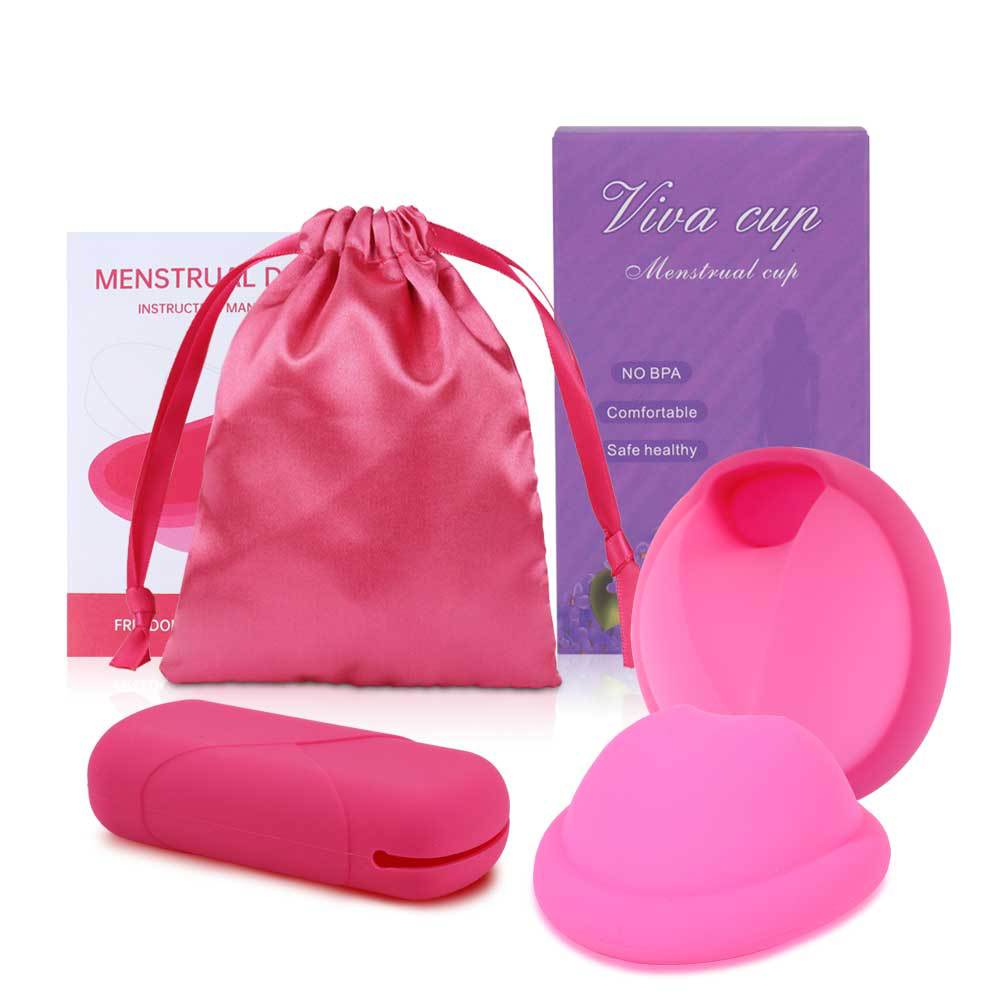 2pcs Reusable Menstrual Disc with Storage Bag and Silicone Case S+L size
