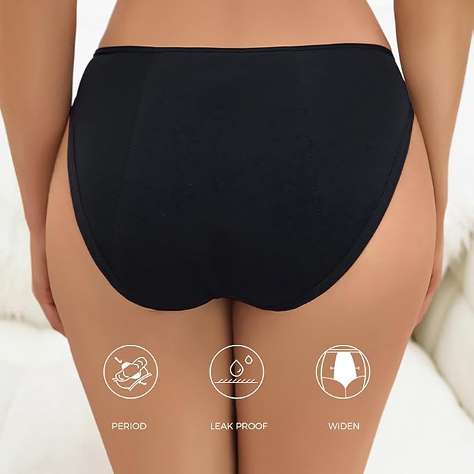 Women's Menstrual Panties 4 Layer Leakproof Period Underwear Light Flow 3PCS