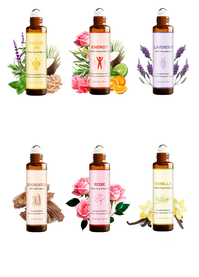 10ml *6 Massage Oils Roller Set, Natural Pre-diluted Essential Oils Roll