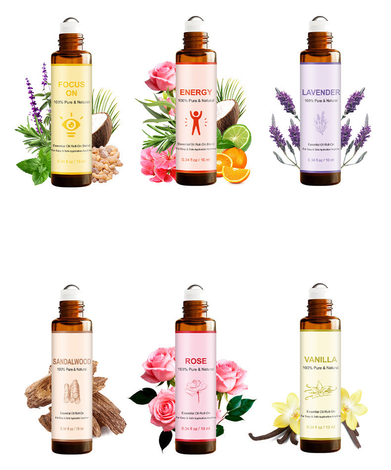 10ml *6 Massage Oils Roller Set, Natural Pre-diluted Essential Oils Roll
