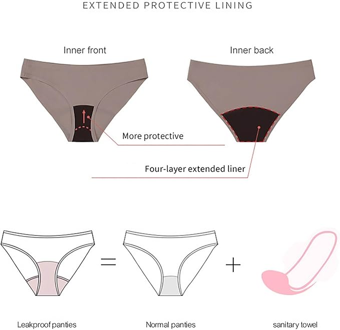 Women's Menstrual Panties 4 Layer Leakproof Period Underwear Light Flow 3PCS