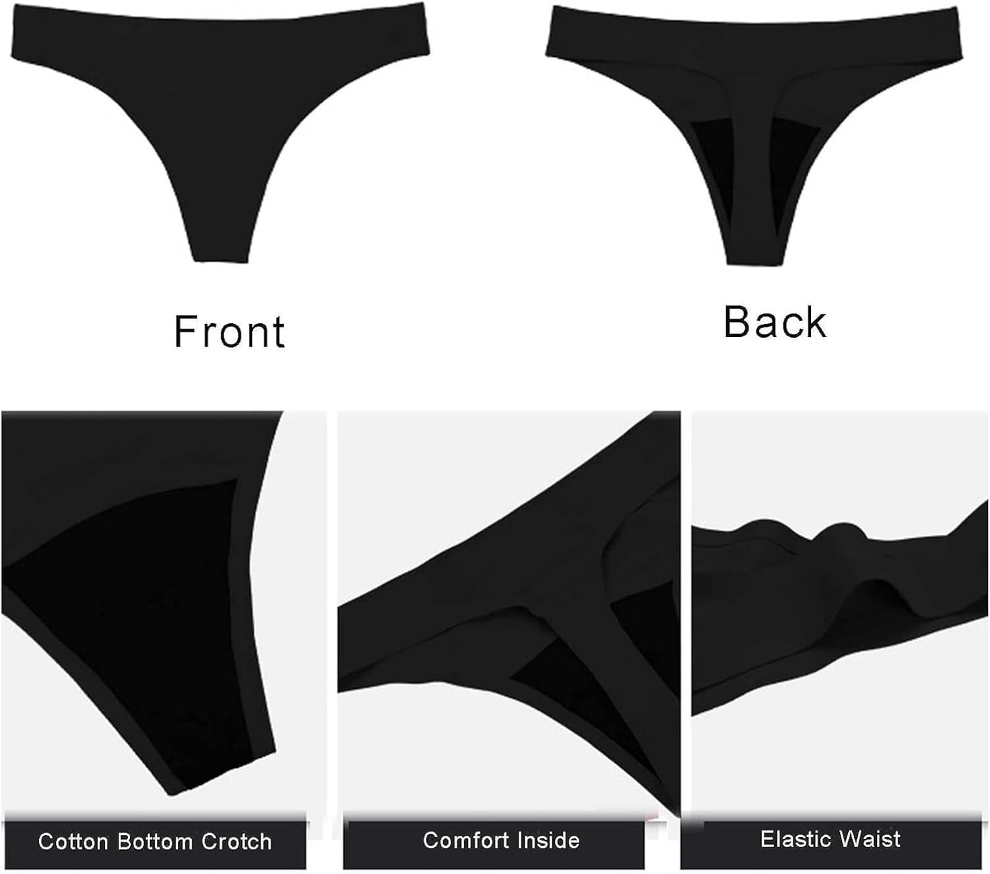 Menstrual underwear thong four-layer absorbent leak-proof Period underwear 5PCS Light Flows