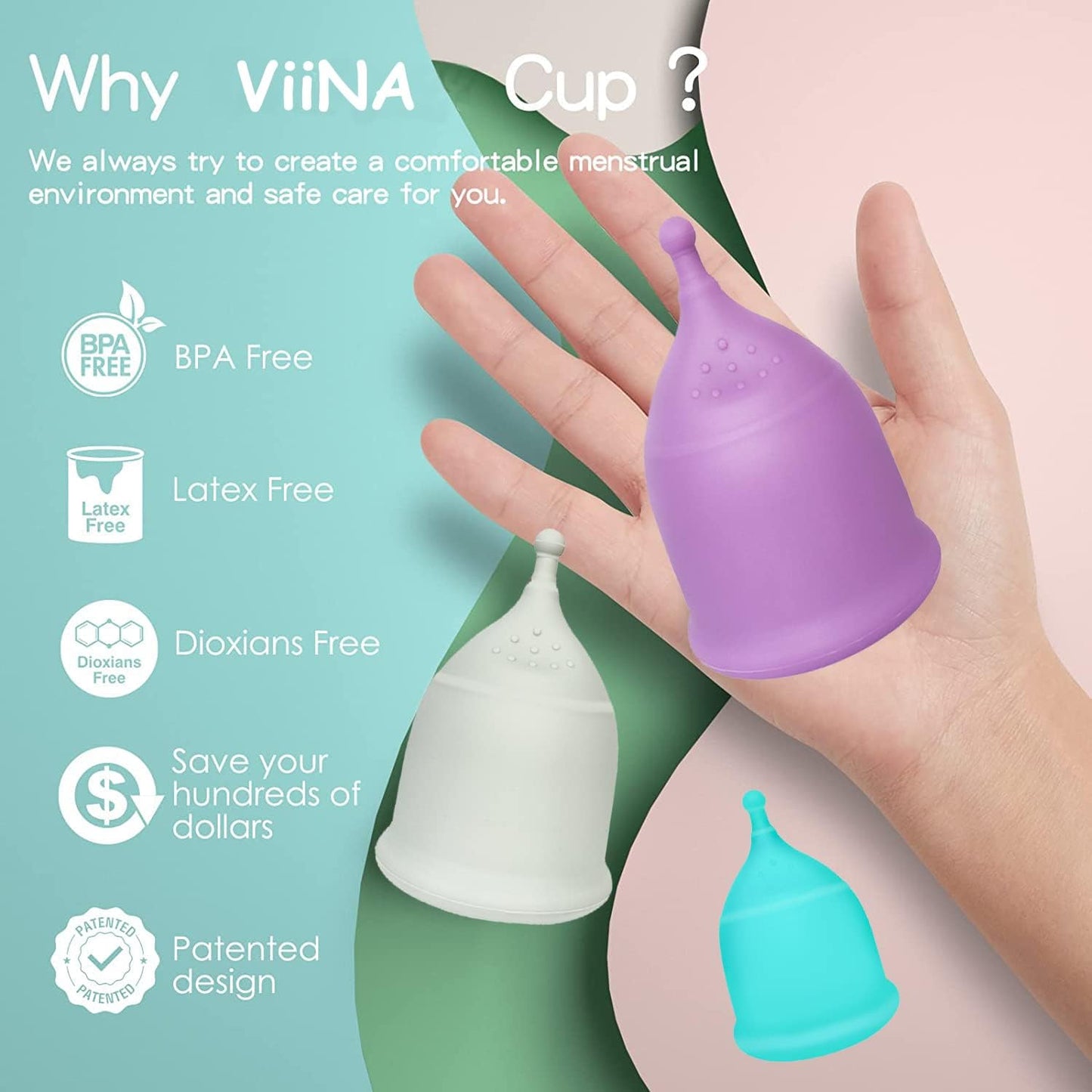 Silicone menstrual cup menstrual cup aunt Period cup anti-leakage 3pcs