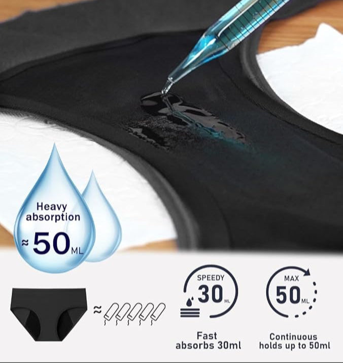 Nylon four-layer menstrual panties heavy flow 3 sets