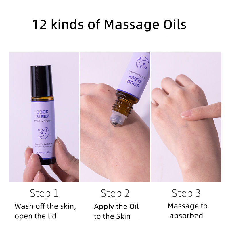 10ml *6 Massage Oils Roller Set, Natural Pre-diluted Essential Oils Roll