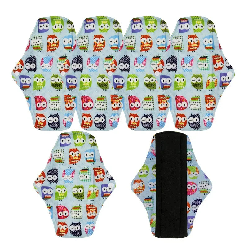 5Pcs Washable Sanitary Towels Menstrual Pad Reusable Bamboo Charcoal Women Napkins Feminine Hygiene Product Period Cloth Pads