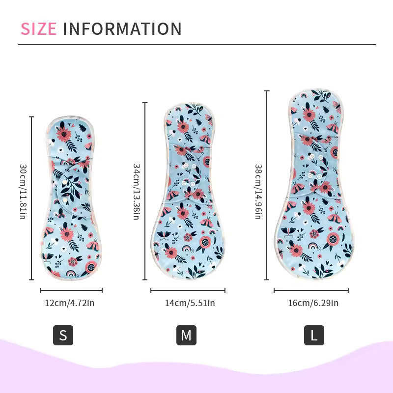 Cotton Mesh Fabric Wing Stitching Washable Sanitary Pad Leak-Proof Sanitary Napkin Pad 3PCS
