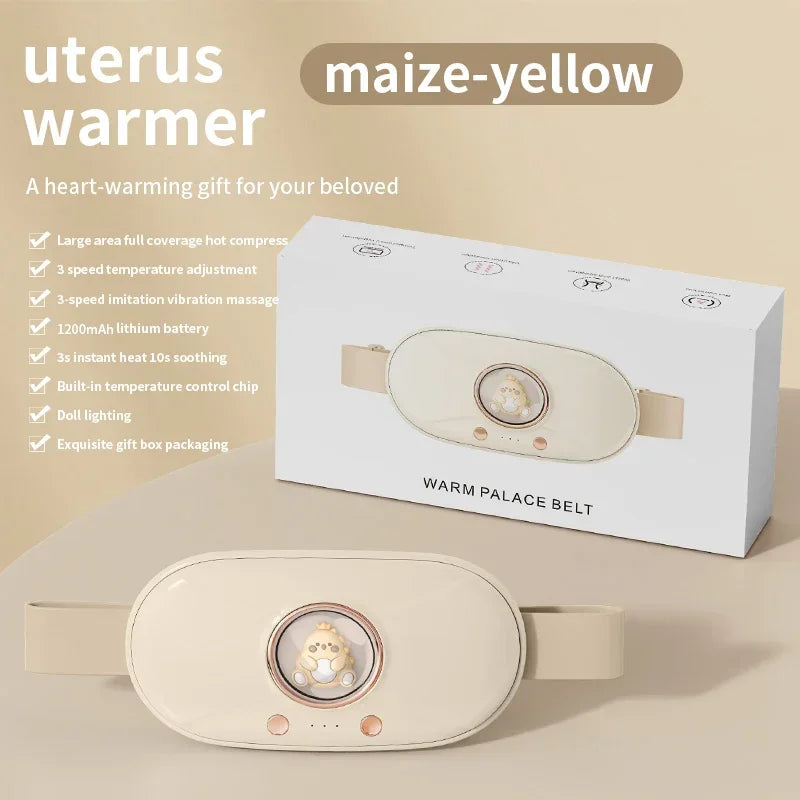 Menstrual Heating Pad Heated Massage Belt Menstrual Pain Relief Hot Compress Pad Abdominal Massage Period Warm Palace Belt