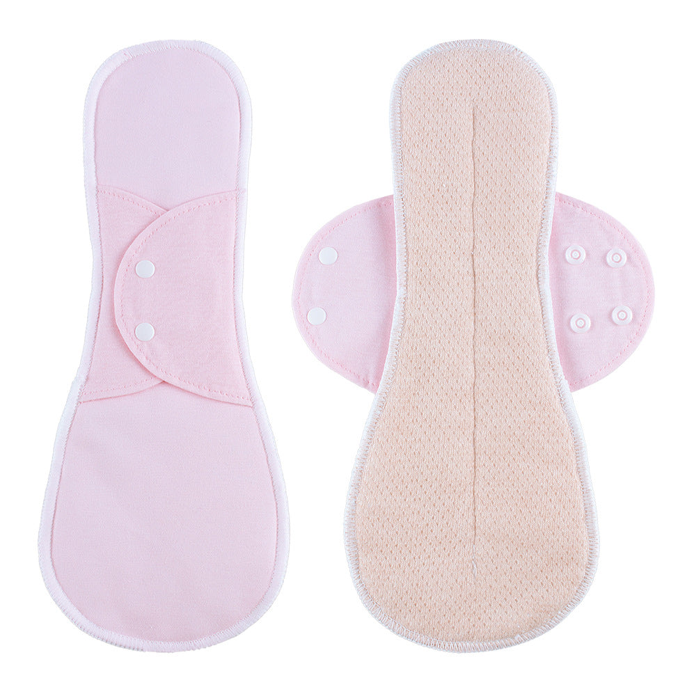 Solid Color Cotton Wing Stitching Washable Sanitary Pad 4 Leak-Proof Period Pad 3PCS