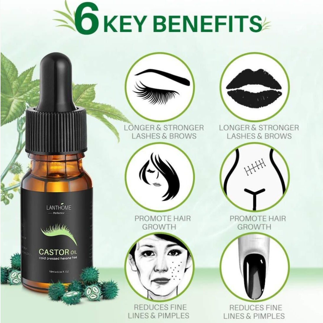 30ml *3 Castor Oil for Hair Growth Eyelashes Eyebrows Message Oils
