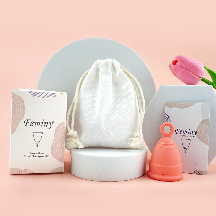 Reusable Eco Friendly Menstrual Ring Cup Medical Grade Silicone with safety bag 2PCS