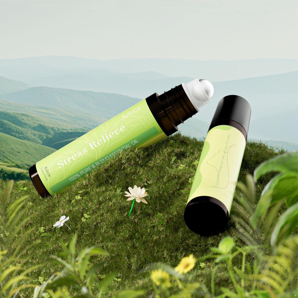 Roll-on de Aceite Esencial para Aliviar el Estrés 10ml – Aceite de Masaje Natural a Base de Plantas