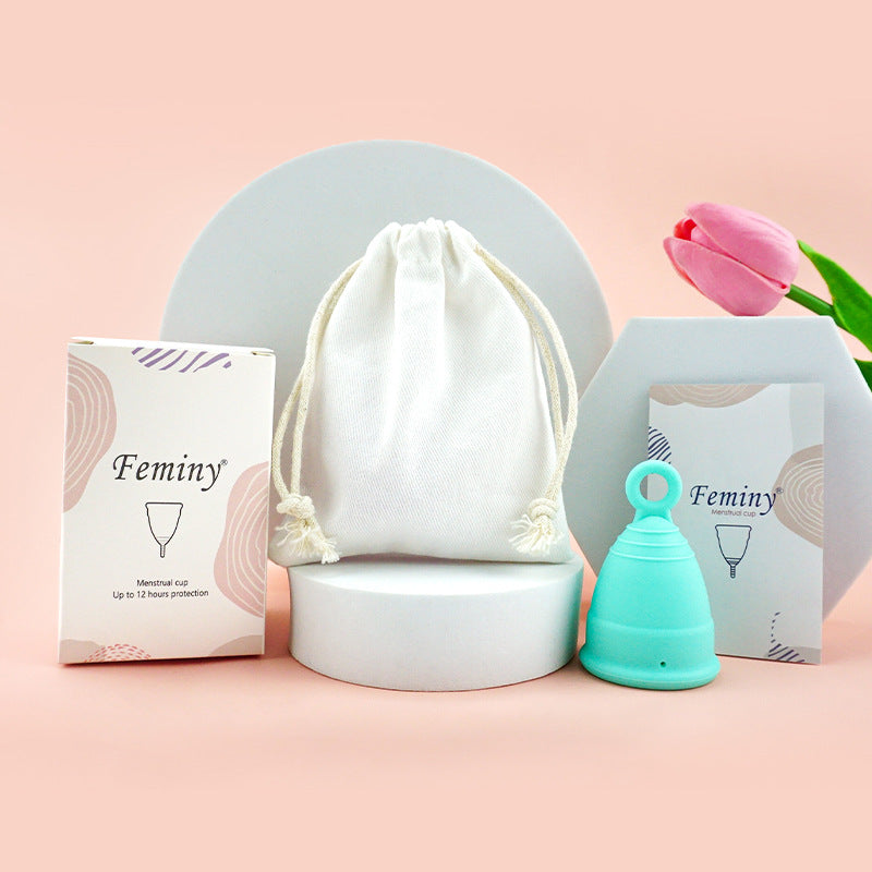 Reusable Eco Friendly Menstrual Ring Cup Medical Grade Silicone with safety bag 2PCS