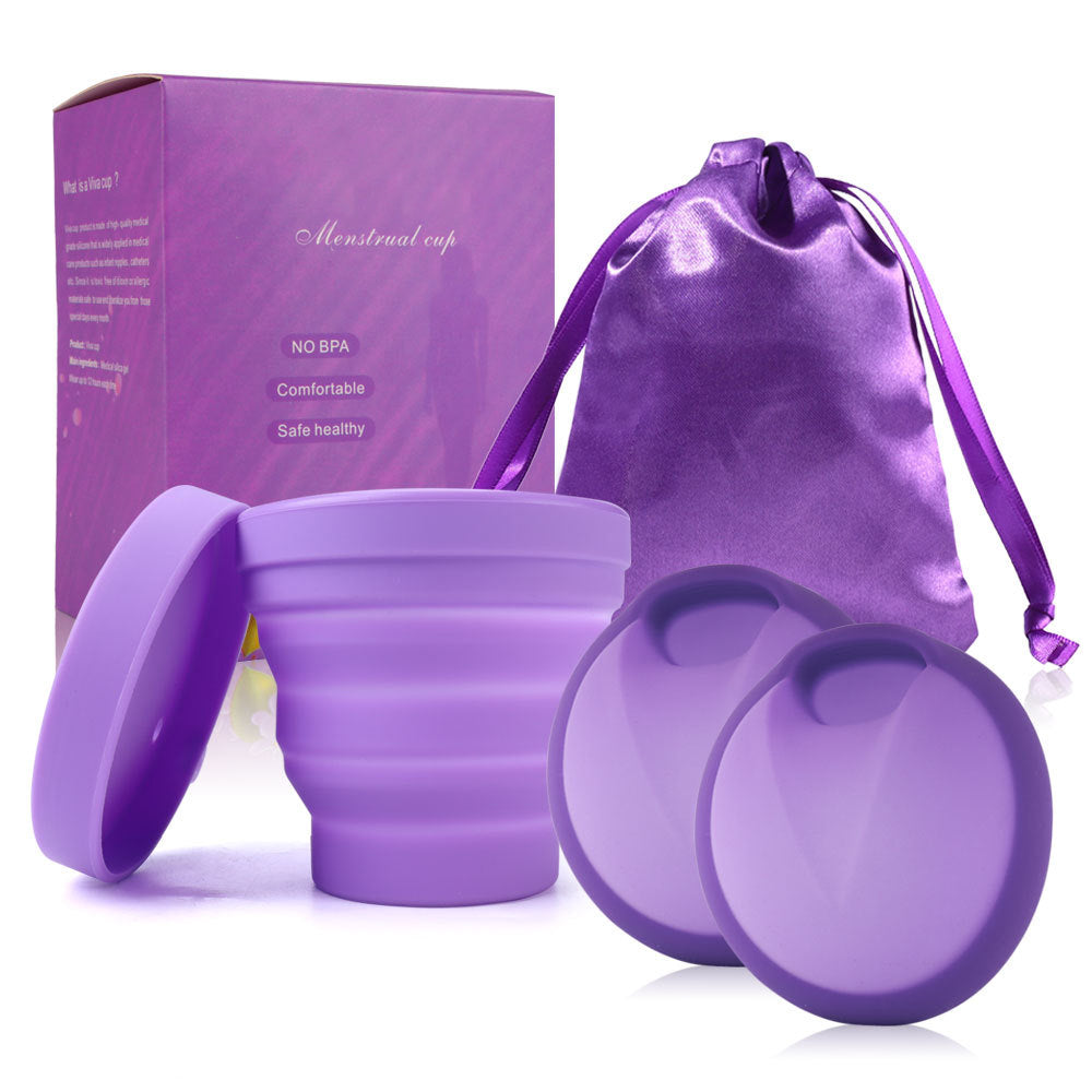 Reusable Menstrual Disc Set with 1 Menstrual Disc S + 1 Menstrual Disc L + Folding Cup + Storage Bag + Manual