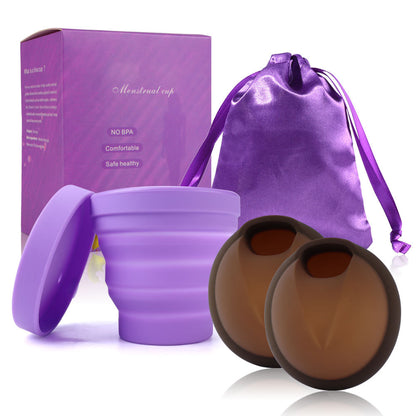 Reusable Menstrual Disc Set with 1 Menstrual Disc S + 1 Menstrual Disc L + Folding Cup + Storage Bag + Manual