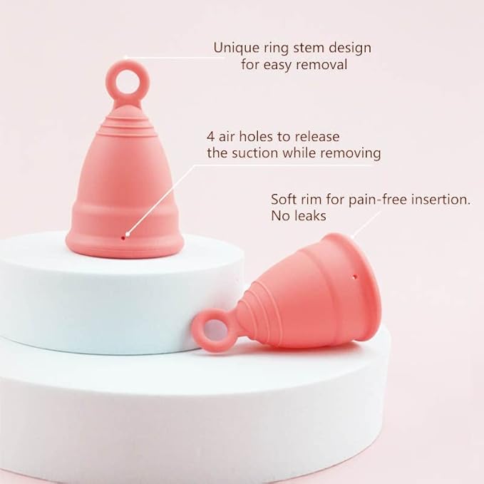 Reusable Eco Friendly Menstrual Ring Cup Medical Grade Silicone with safety bag 2PCS
