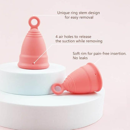 Reusable Eco Friendly Menstrual Ring Cup Medical Grade Silicone with safety bag 2PCS