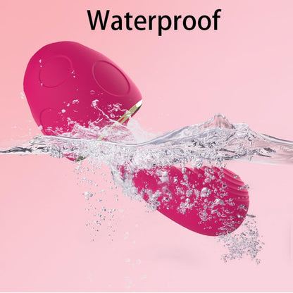 Pink electronic device being submerged in water with 'Waterproof' text on a pink background