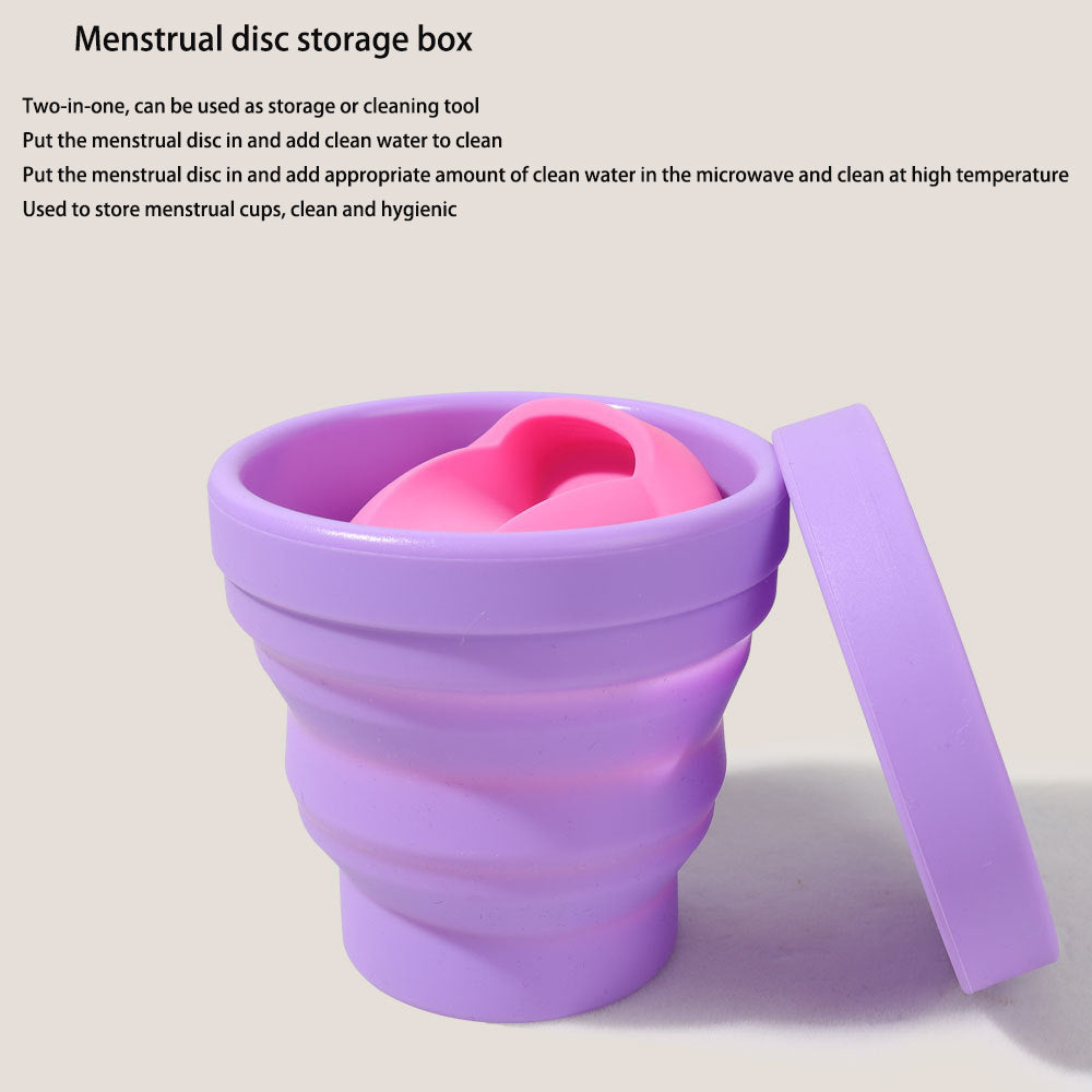 Reusable Menstrual Disc Set with 1 Menstrual Disc S + 1 Menstrual Disc L + Folding Cup + Storage Bag + Manual
