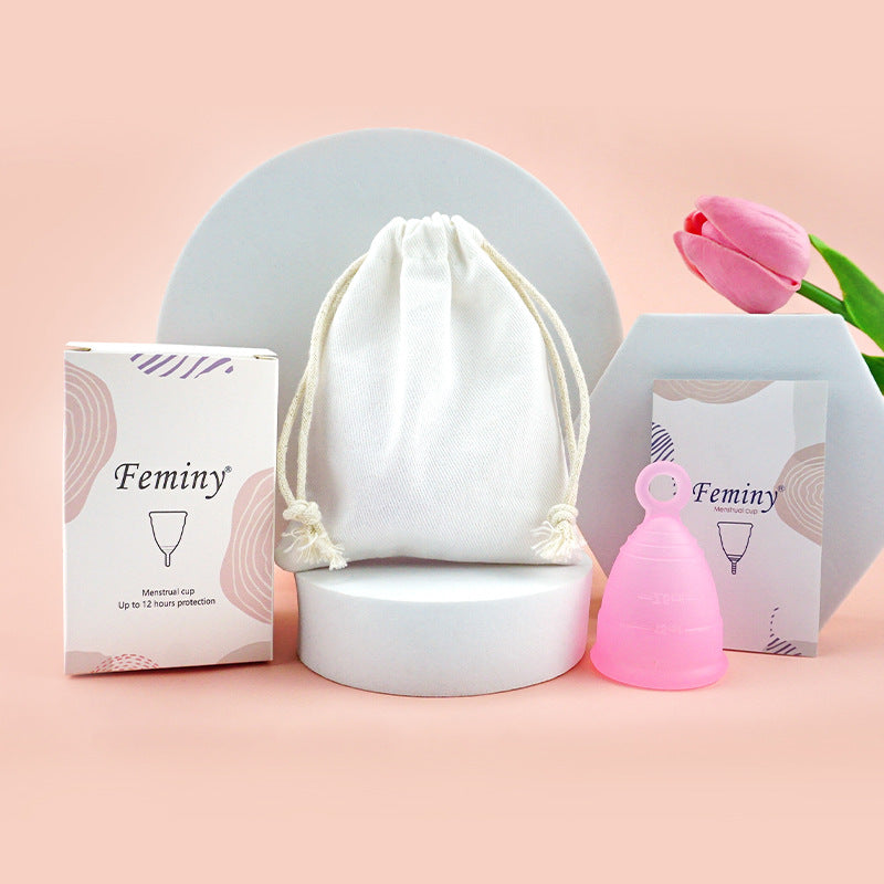 Reusable Eco Friendly Menstrual Ring Cup Medical Grade Silicone with safety bag 2PCS