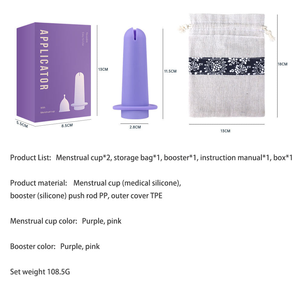 Silicone Menstrual Cup with Menstrual Cup Booster Set 2PCS