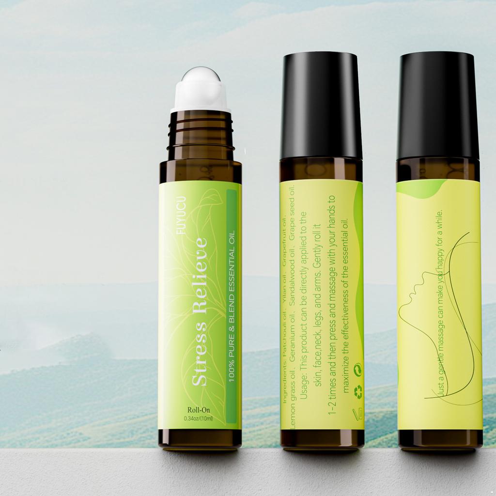 Roll-on de Aceite Esencial para Aliviar el Estrés 10ml – Aceite de Masaje Natural a Base de Plantas