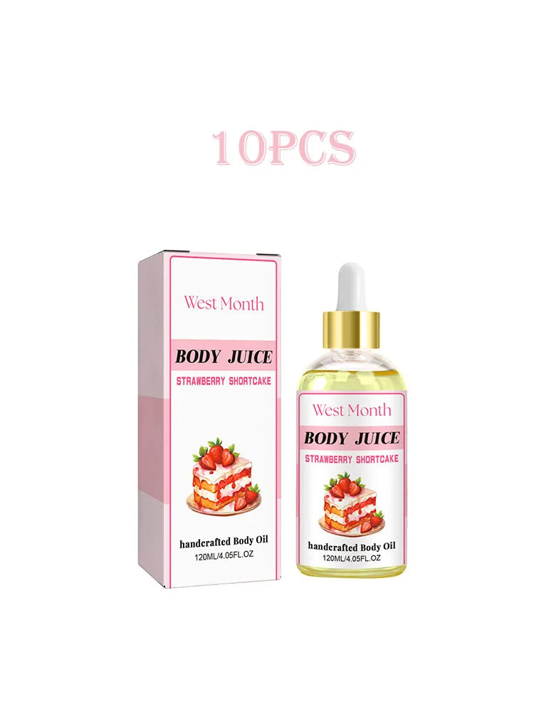 West&Month 120ml Body Juice Massage Oil Strawberry Serum Body Drops Oil Moisturize Body Smooth Aromatherapy Glow Relieve Dry
