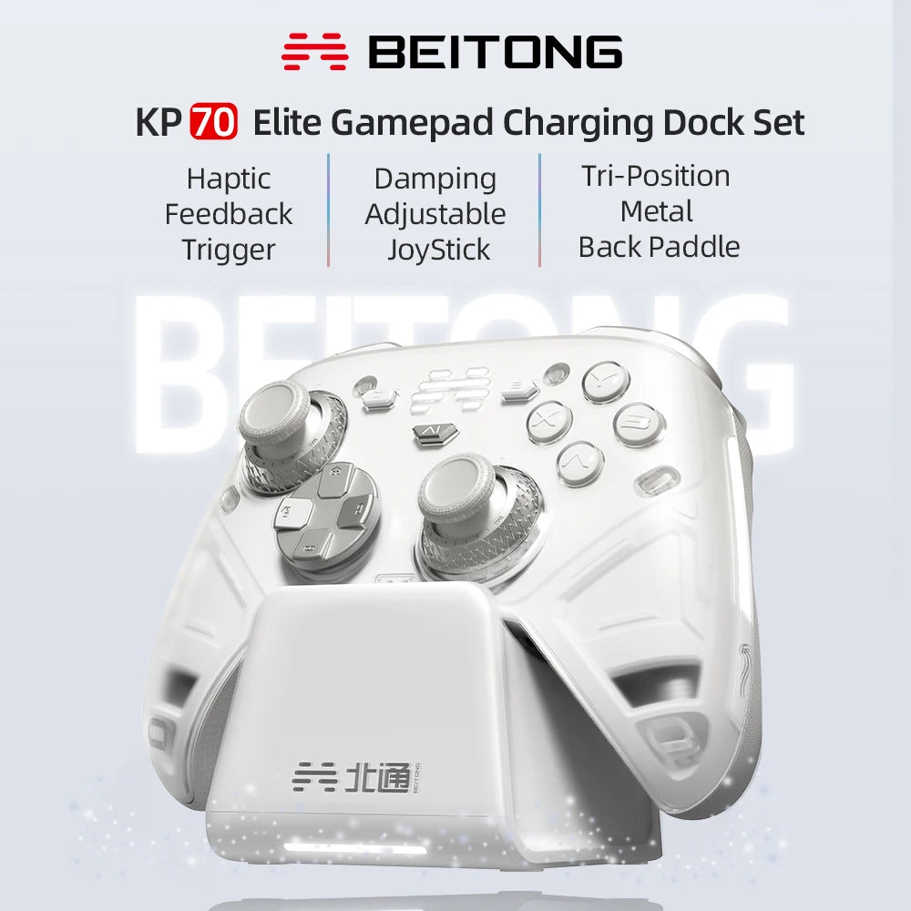 BEITONG KP70 Haptic Feedback Elite Gamepad for PC/Switch/Android/iOS/Steam, Dual Auto-Sense Trigger Wireless Game Controller