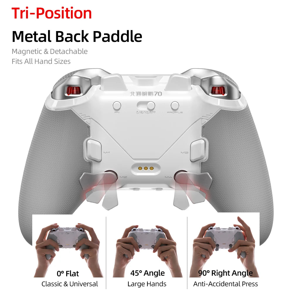 BEITONG KP70 Haptic Feedback Elite Gamepad for PC/Switch/Android/iOS/Steam, Dual Auto-Sense Trigger Wireless Game Controller