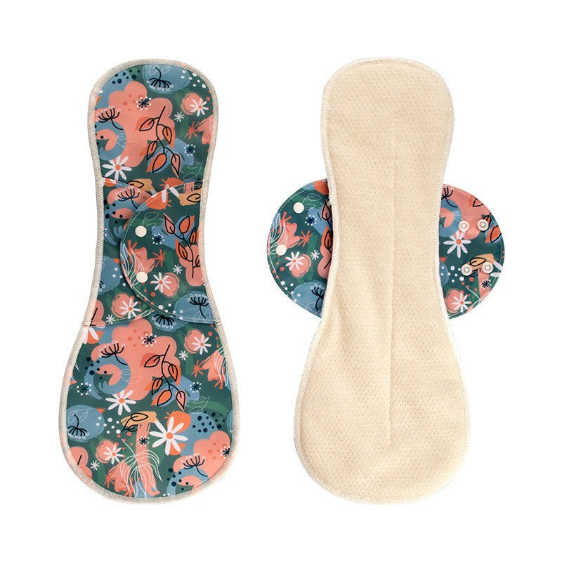 Cotton Mesh Fabric Wing Stitching Washable Sanitary Pad Leak-Proof Sanitary Napkin Pad 3PCS
