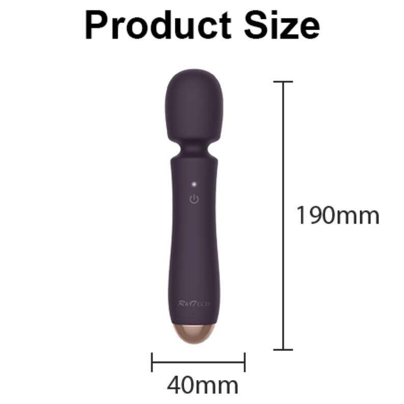 Purple handheld electronic device with measurements on a white background