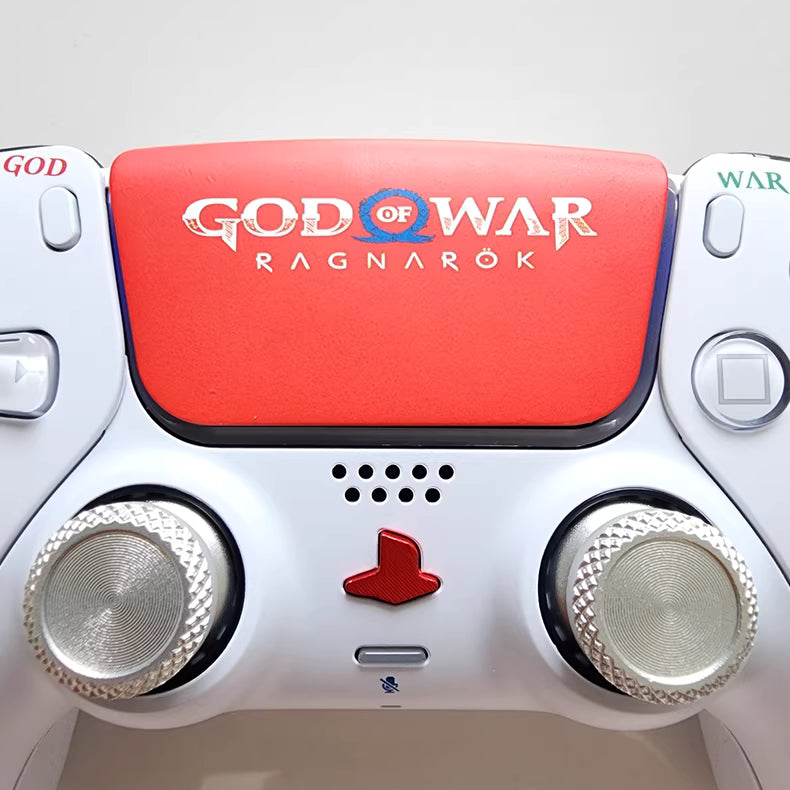 Sony PS5 original game controller modified and upgraded with Hall effect TMR joysticks: Blood Red God of War edition.