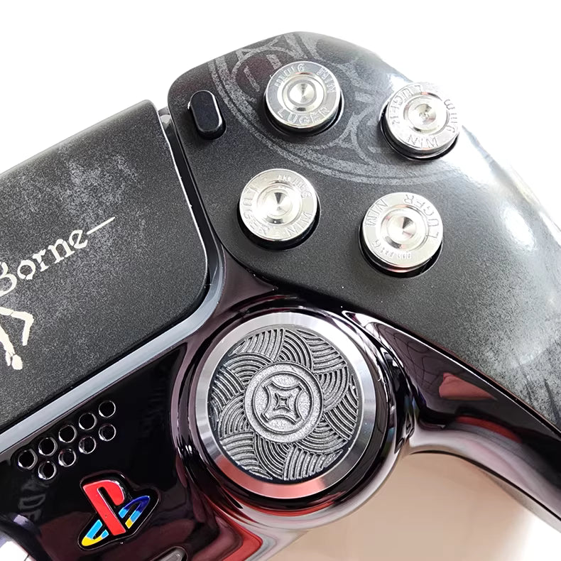 Sony PS5 original game controller modified and upgraded with Hall TMR joysticks: Wind Blade Blood Curse edition.