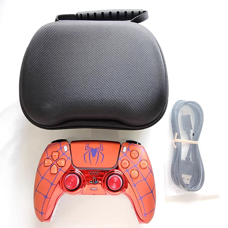 Sony original PS5 game controller modified and upgraded with Hall TMR joysticks: Flame Spider edition.