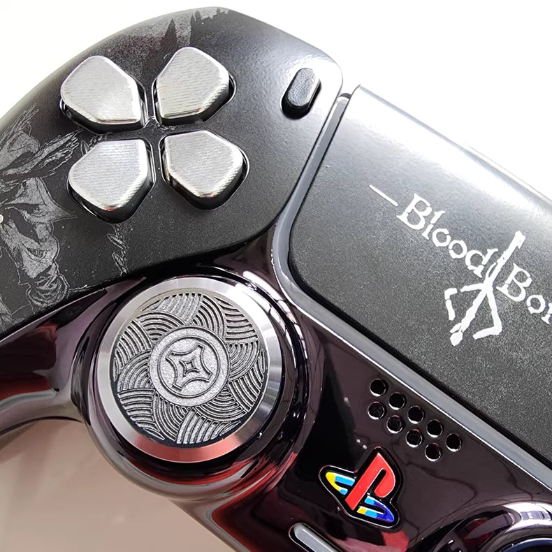 Sony PS5 original game controller modified and upgraded with Hall TMR joysticks: Wind Blade Blood Curse edition.