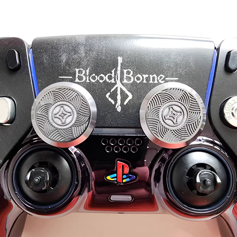 Sony PS5 original game controller modified and upgraded with Hall TMR joysticks: Wind Blade Blood Curse edition.