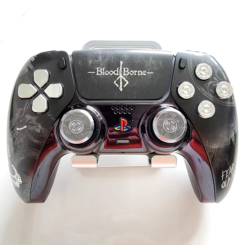 Sony PS5 original game controller modified and upgraded with Hall TMR joysticks: Wind Blade Blood Curse edition.