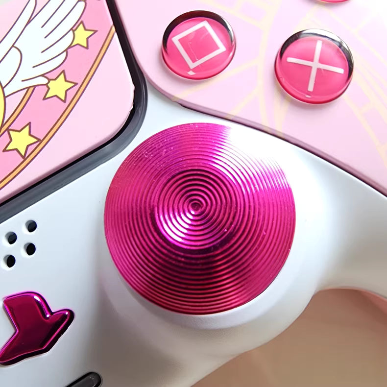 Sony PS5 original controller modified and upgraded with Hall TMR joysticks: Sakura Star edition.