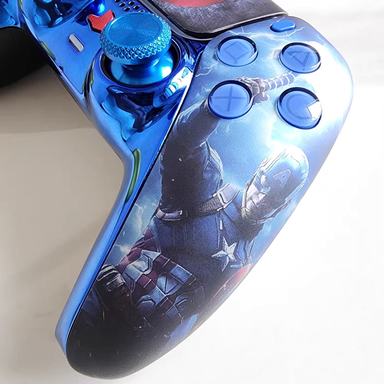 Sony original PS5 game controller upgraded with Hall effect TMR joysticks: Captain America's Aegis