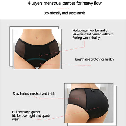 Menstrual Underwear Woman Plus Size Heavy Flow Absorbency Leakproof Period Diaper Panties  4 Layers Physiological Sanitary Panty
