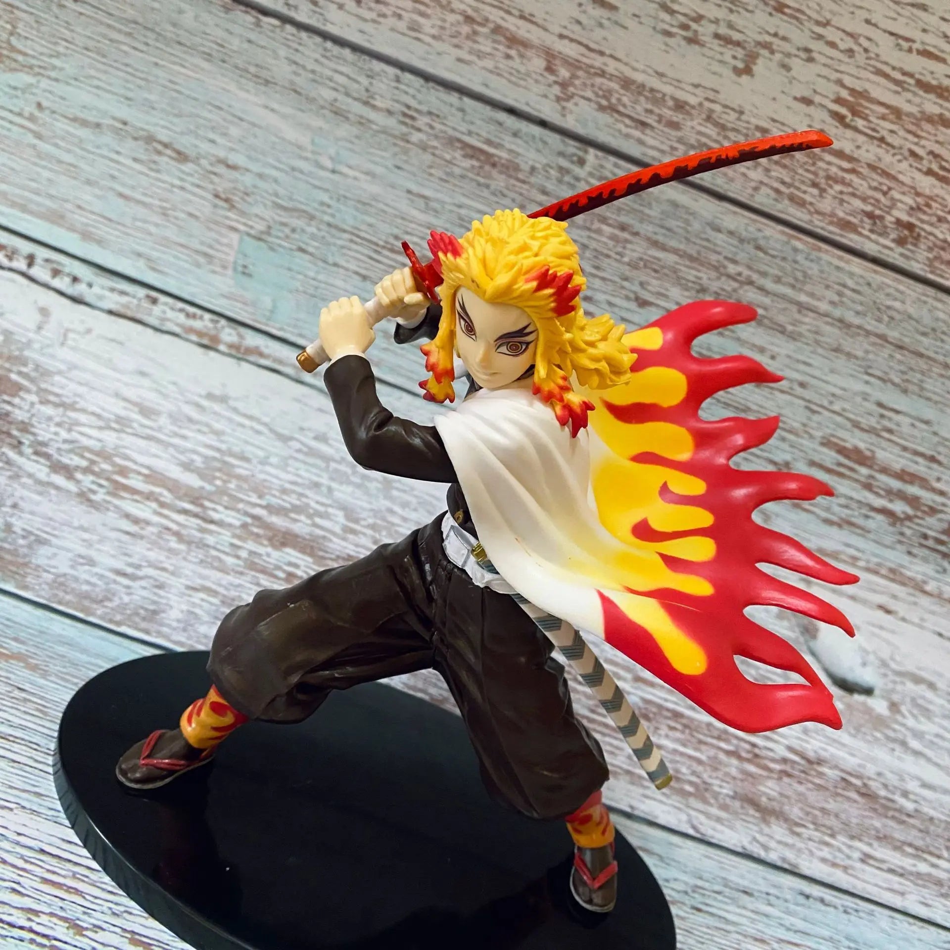 Cartoon Anime Demon Slayer Action Figure Rengoku Kyoujurou Fighting Kimetsu No Yaiba PVC Collectible Model Toy Kid Gift