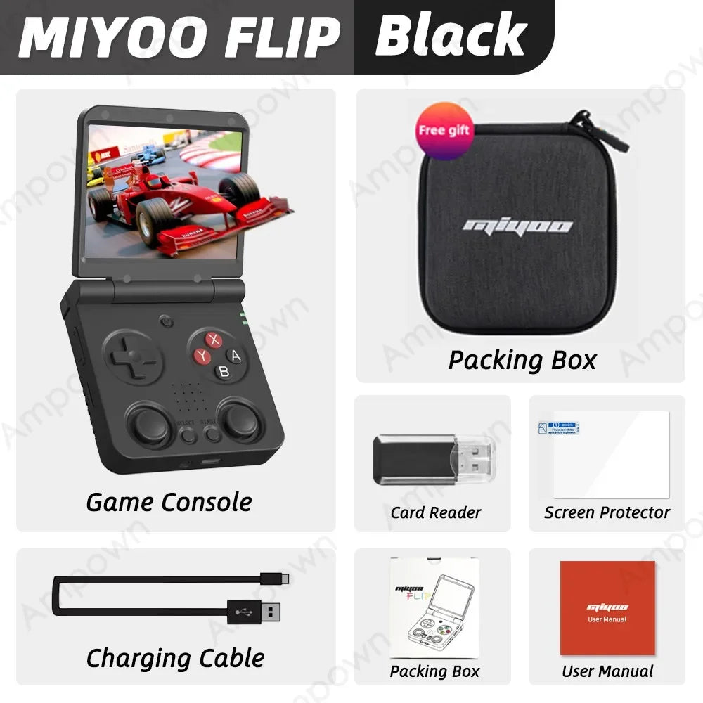 MIYOO FLIP V2 Handheld Game Players 3.5'' IPS Screen Linux System Onion OS Video Game Consoles Free Case Gamer Gift Retro Gaming