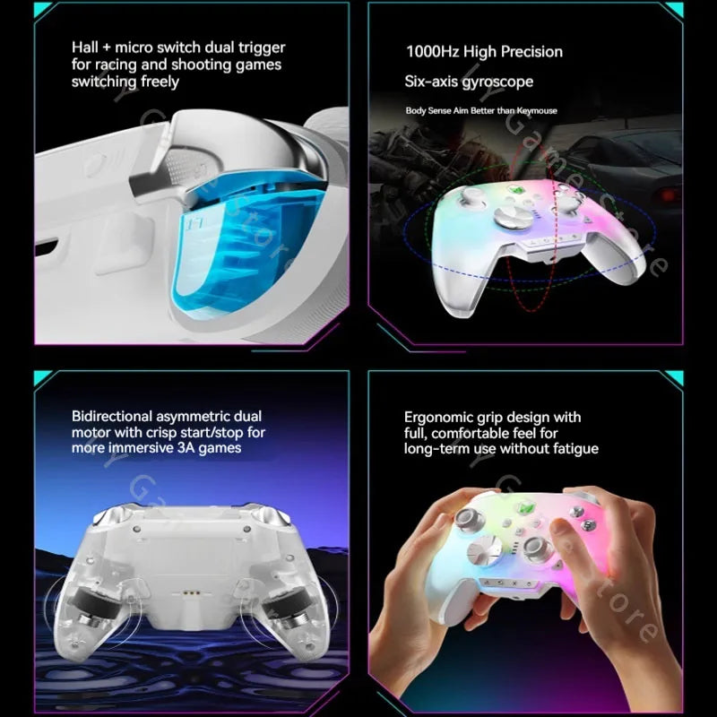 BIGBIGWON Rainbow3 Wireless Bluetooth Game Controllers With 1000mAh Battery Life Gamepads 3.5mm Audio Interface For PC Switch
