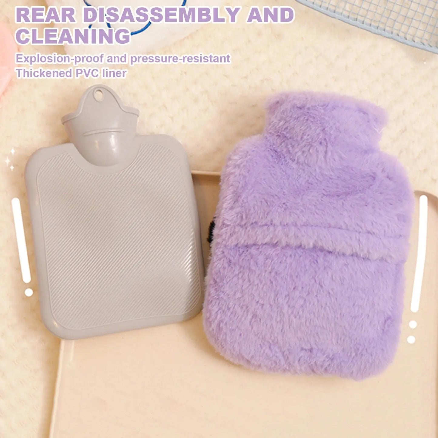 Hot Water Bottle Plush Hand Foot Warmer Heating Water Bottle For Women Men Student Child Menstrual Period Abdomen Neck Foot Hand