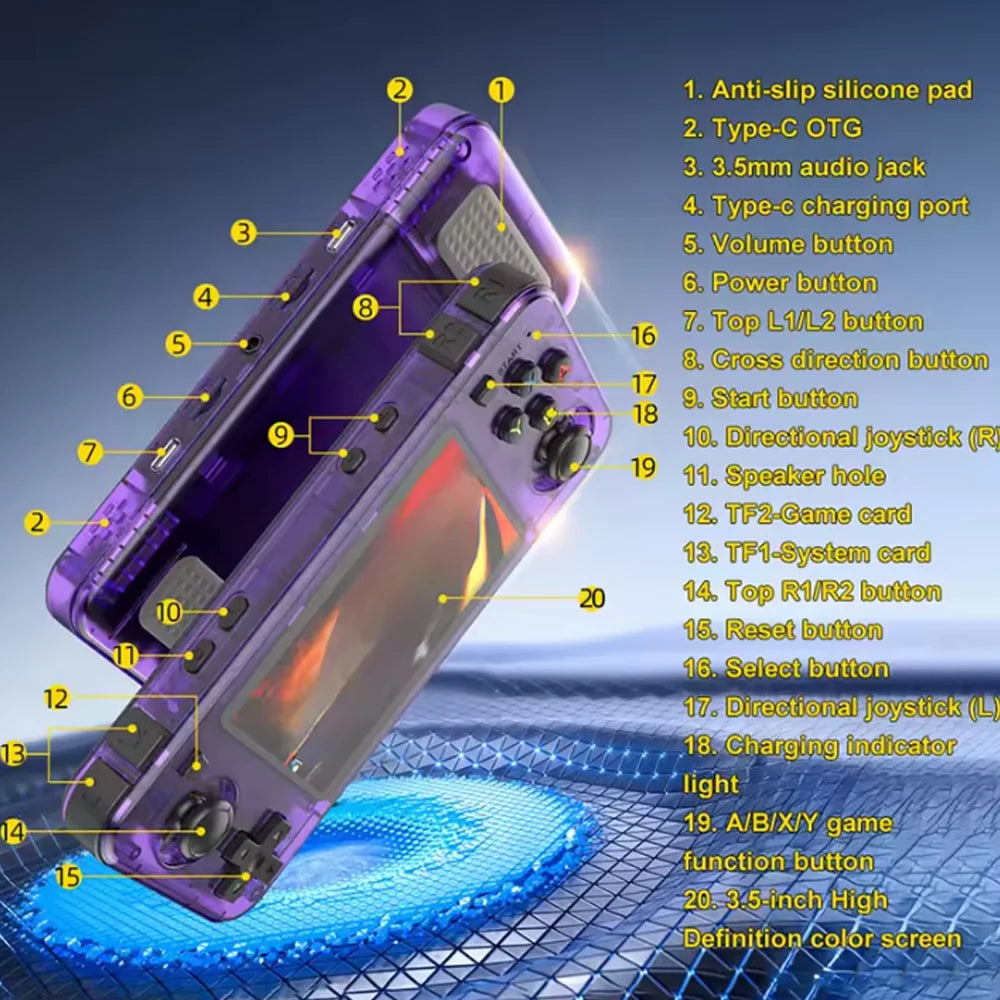 Reebolnic R36H Game Console 3.5Inch IPS Screen RK3326 3000mAh ARK OS System Portable Retro Video Game Console for Boy gift