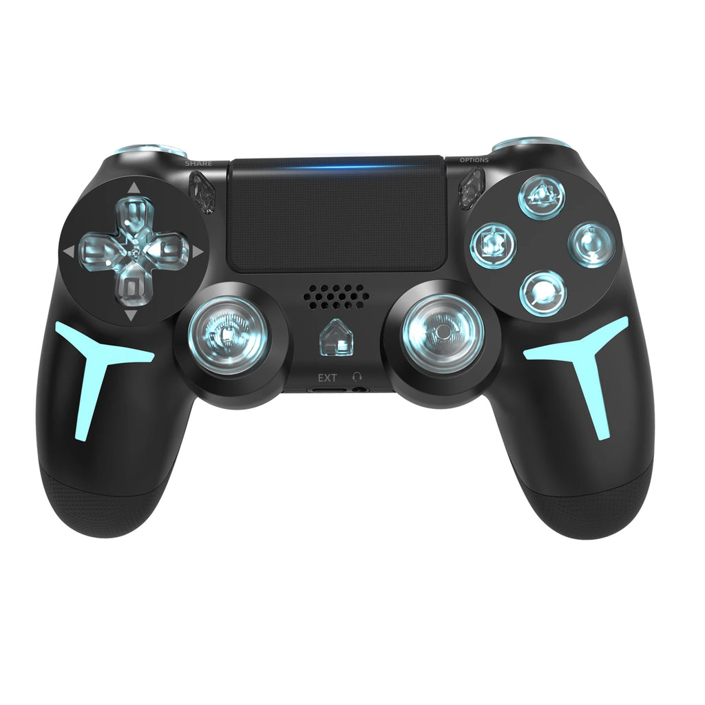 GAMINJA Wireless Game Controller For PS4 PS3 Console Computer PC RGB Light LED Bluetooth Gamepad 6-axis Gyroscope Dual Vibration