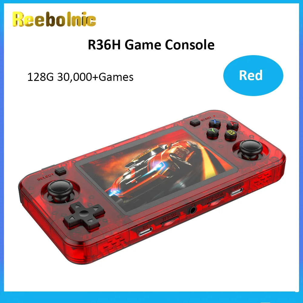 Reebolnic R36H Game Console 3.5Inch IPS Screen RK3326 3000mAh ARK OS System Portable Retro Video Game Console for Boy gift