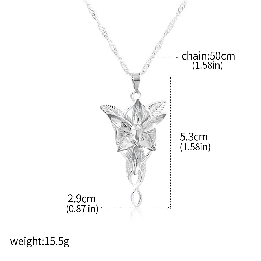 Movie The Lord Arwen Evenstar Necklace Elf Princess Arwen Twilight Star Crystal Pendant Necklaces for Women Choker Jewelry Gift