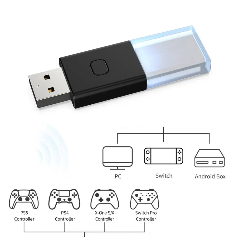 Wireless Game Controller Receiver for Switch Xbox One S/X Console Bluetooth Compatible USB Controller Gamepad Dongle Adapter